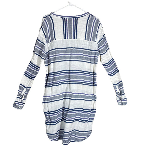 XiRENA 100% Cotton Blue & Ivory Stripe Sorento Dress Drawstring Waist sz L - Picture 8 of 10